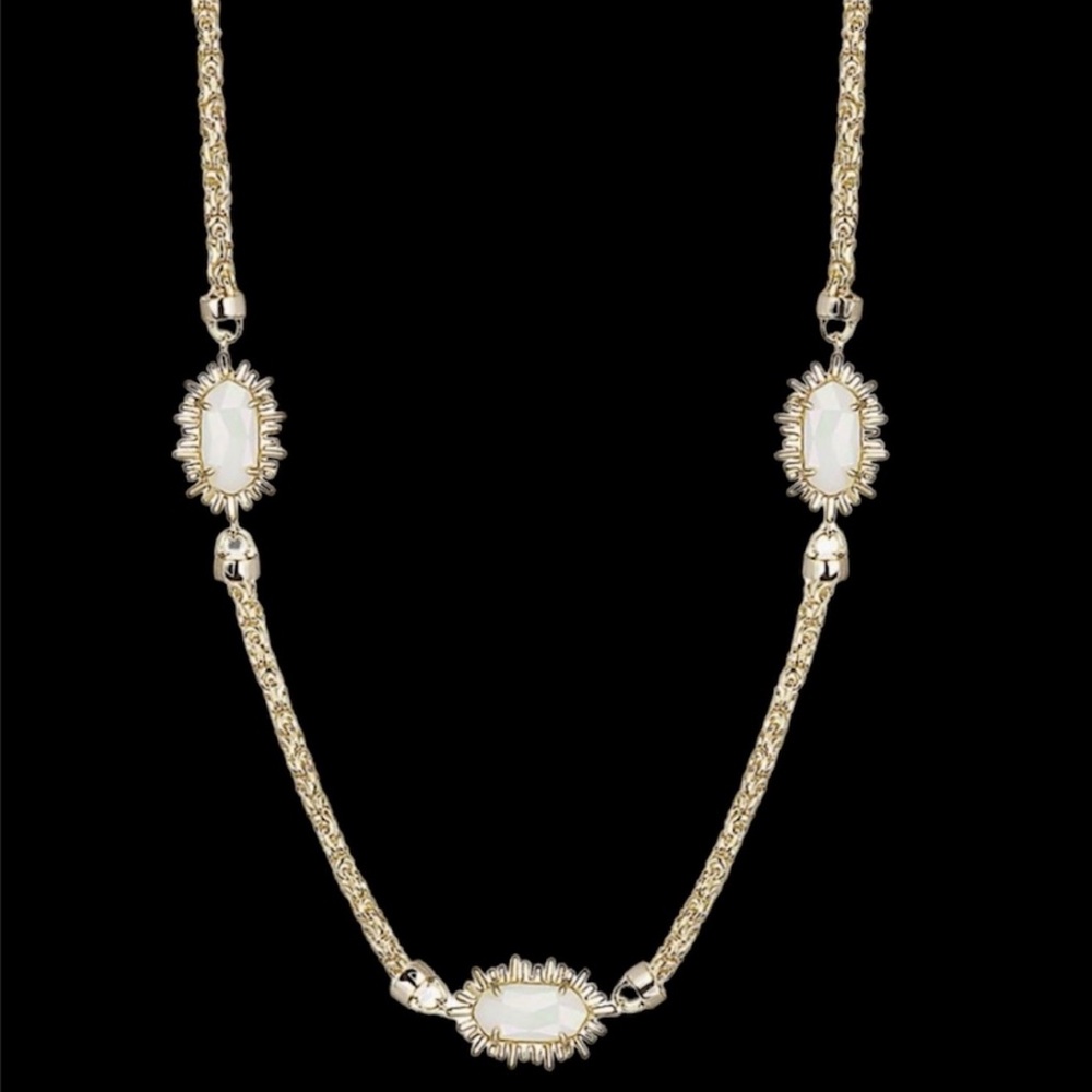 Vintage Kendra Scott Leighton Necklace in White Iridescent, Rare & HTF - Picture 1 of 7
